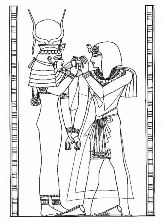 Coloriage Egyptien Sur Papyrus Dessin Gratuit À Imprimer avec Coloriage Pharaon 