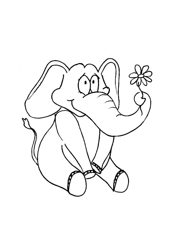 Coloriage Éléphant Et Fleur Dessin Gratuit À Imprimer pour Coloriage Éléphant A Imprimer 