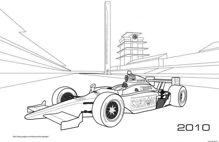 Coloriage F1 Honda Bsa 2010 Dessin Voiture De Course À Imprimer dedans Coloriages Voitures De Course