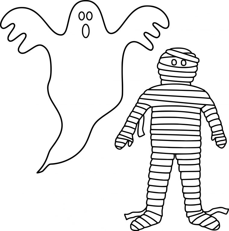 Coloriage Fantôme Et Momie À Imprimer pour Dessiner Un Fantome