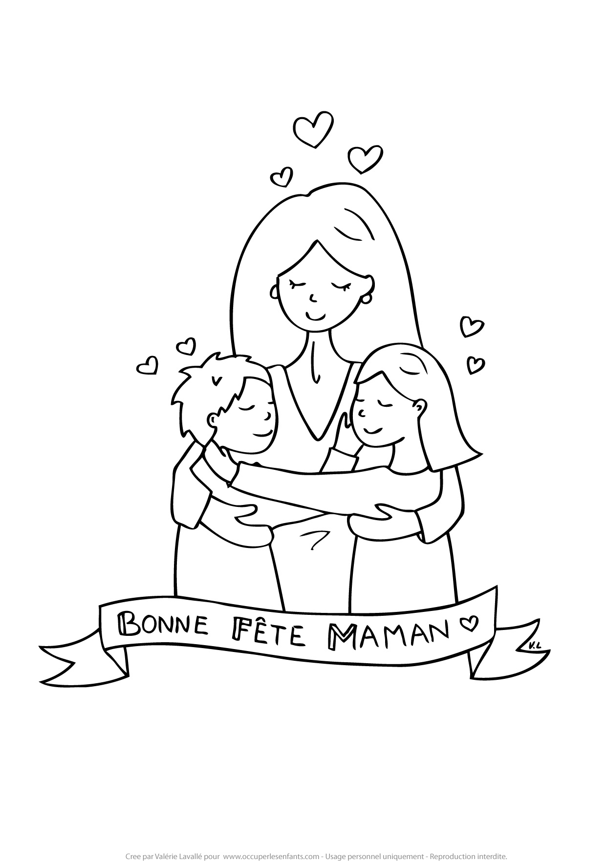 Coloriage Fete Des Meres, Maman D&amp;#039;1 Fille Et 1 Garçon - Occuper Les Enfants dedans Dessin Fete 