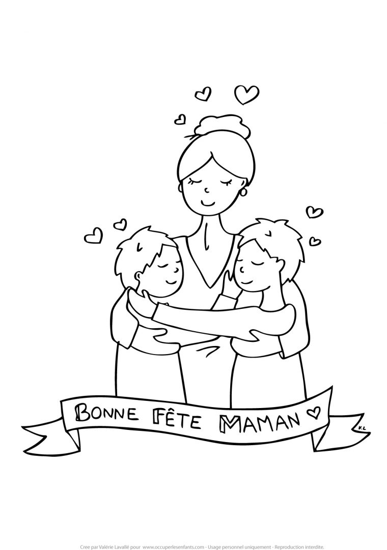 Coloriage Fete Des Meres, Maman De 2 Garçons – Occuper Les Enfants avec Dessin Fete