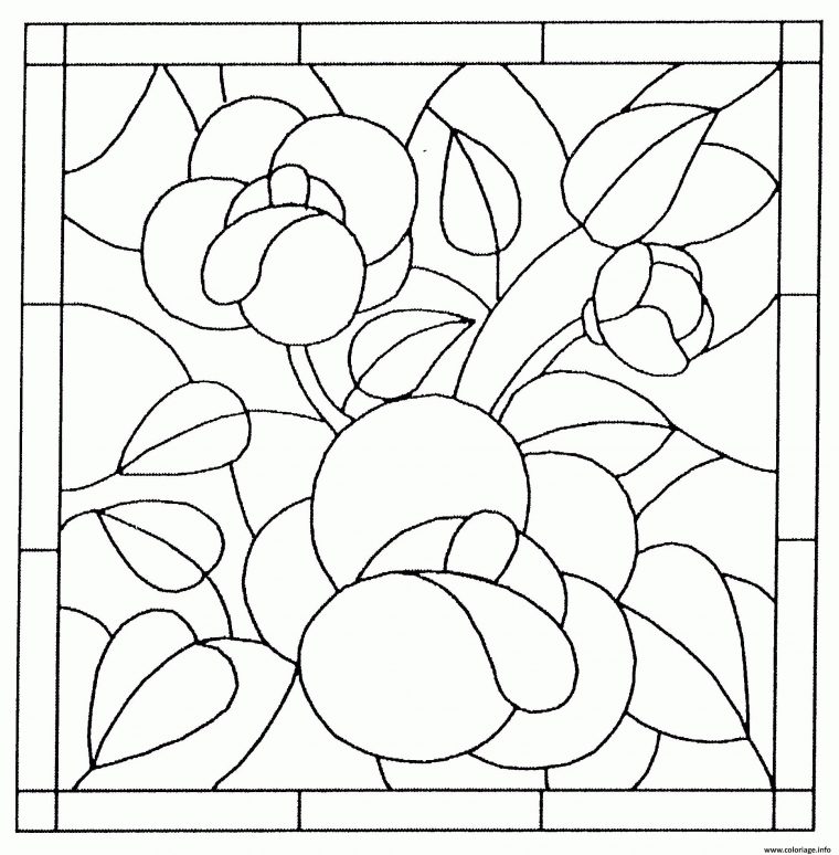 Coloriage Fleurs Vitrail Dessin Fleurs À Imprimer pour Coloriage De Fleurs À Imprimer