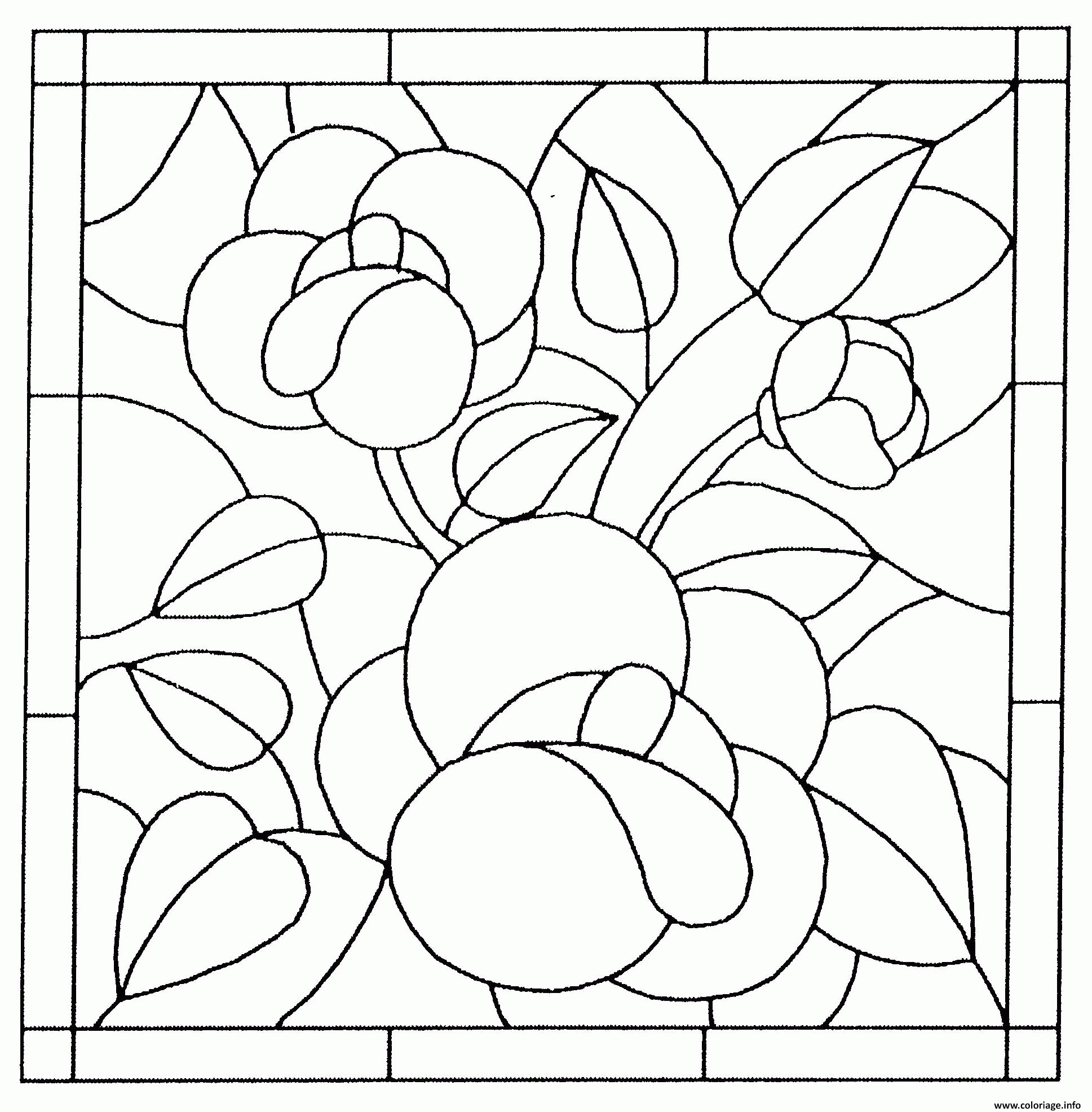 Coloriage Fleurs Vitrail Dessin Fleurs À Imprimer pour Coloriage De Fleurs À Imprimer 