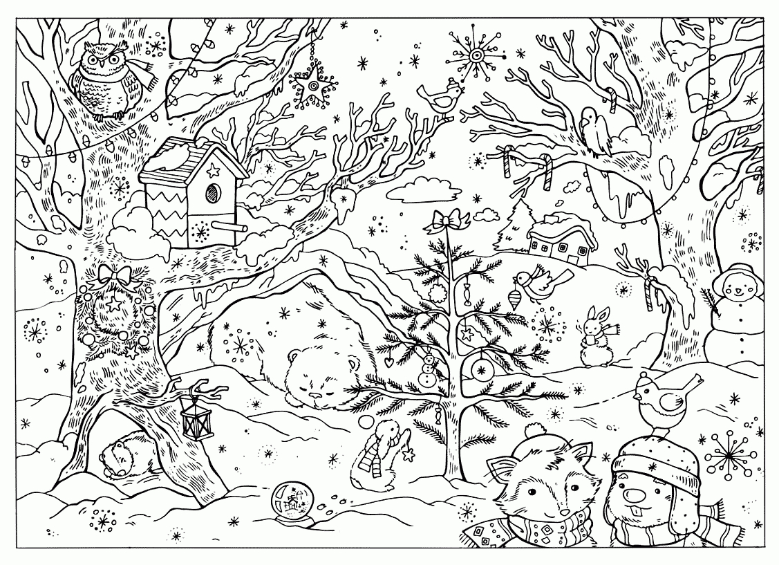 Coloriage - Forêt Dhiver pour Coloriage De Foret A Imprimer 