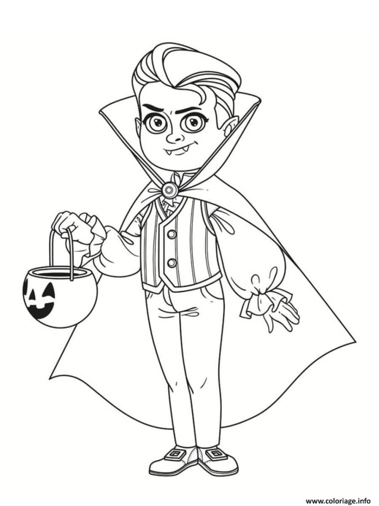 Coloriage Garcon En Vampire Pour Halloween Avec Citrouille Dessin intérieur Coloriage Citrouille À Imprimer