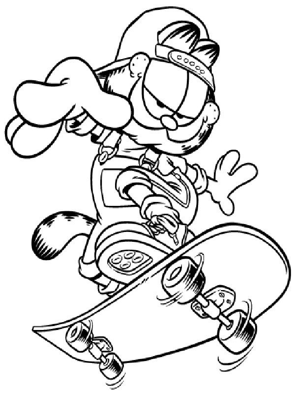 Coloriage Garfield Sur Son Skate Dessin Gratuit À Imprimer destiné Coloriage Skate