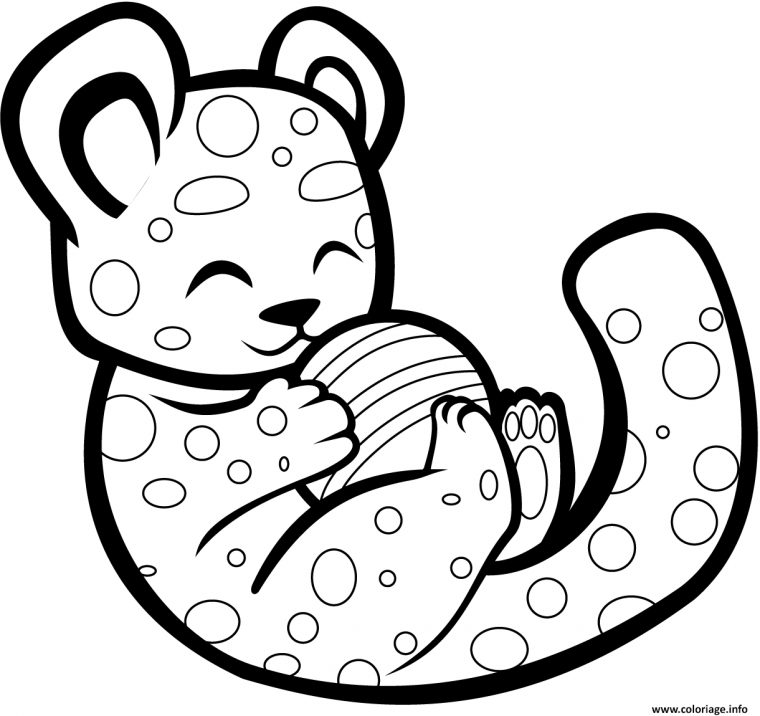 Coloriage Guepard Mignon Jouant Avec Une Balle Dessin Animaux Mignon À dedans Coloriage Animaux