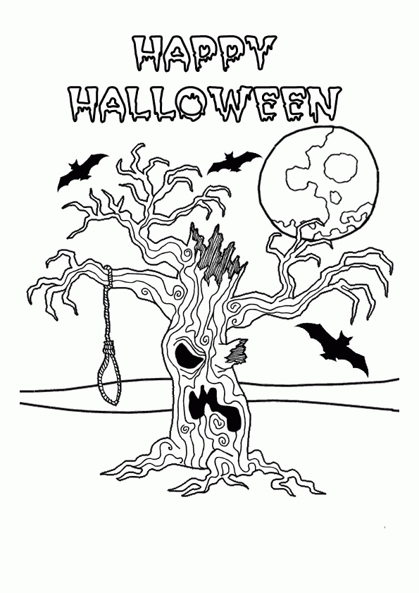 Coloriage Halloween Arbre Sur Hugolescargot serapportantà Coloriage D Halloween 