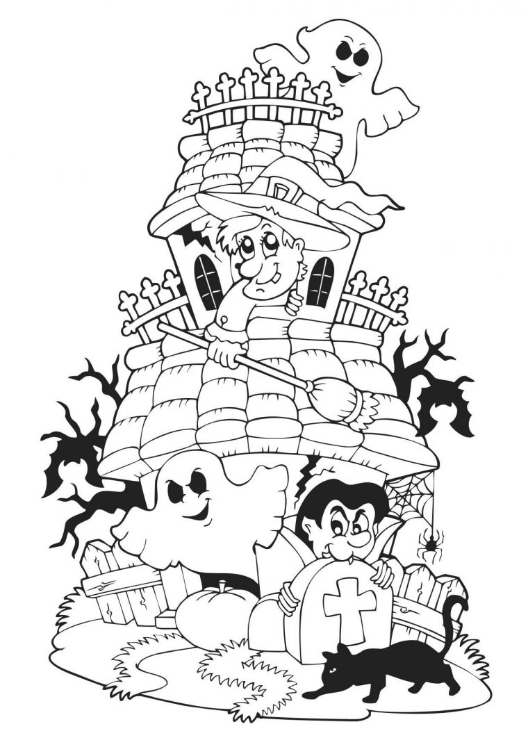 Coloriage Halloween : Le Manoir Hanté – Coloriage Halloween tout Halloween Coloriage