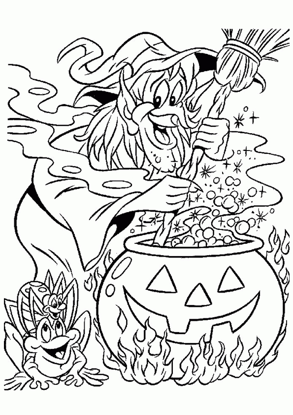 Coloriage Halloween Marmite Sorciere Sur Hugolescargot encequiconcerne Image A Colorier Halloween