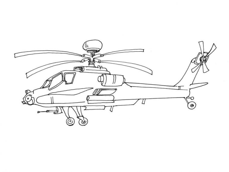 Coloriage Hélicoptère 6 – Coloriage Helicopteres – Coloriages Transports concernant Helicoptere Dessin