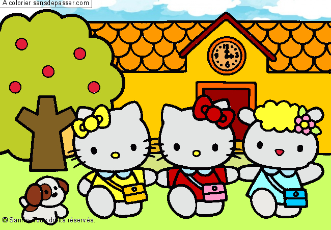 Coloriage Hello Kitty À L'École - Sans Dépasser tout Hello Kitty Sirène