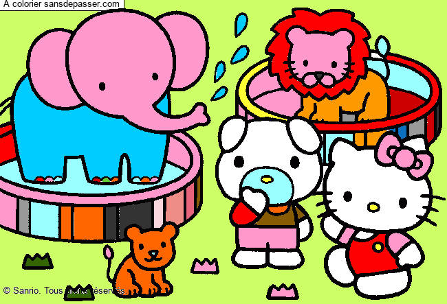 Coloriage Hello Kitty Au Zoo - Sans Dépasser tout Hello Kitty Sirène