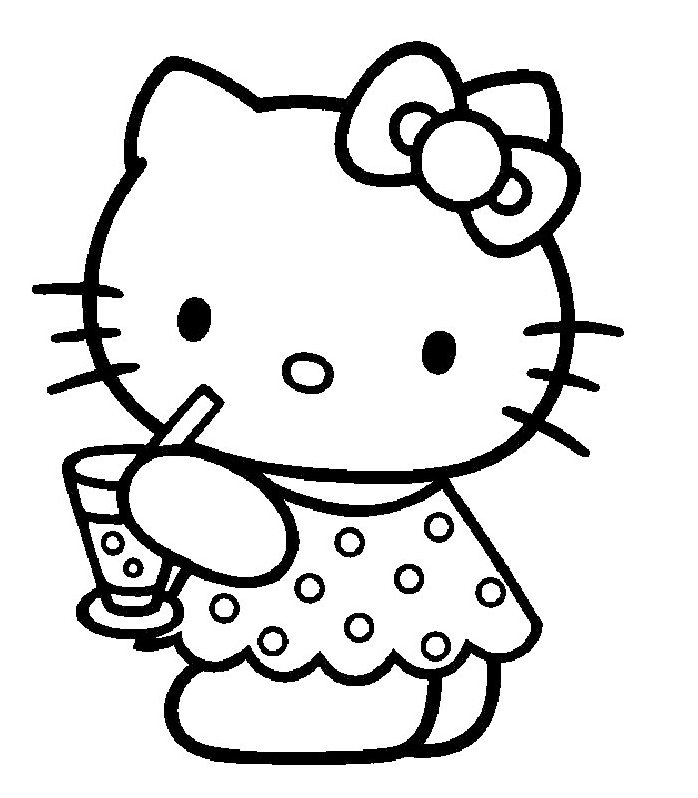 Coloriage Hello Kitty Qui Boit Une Boisson concernant Hello Kitty Sirène
