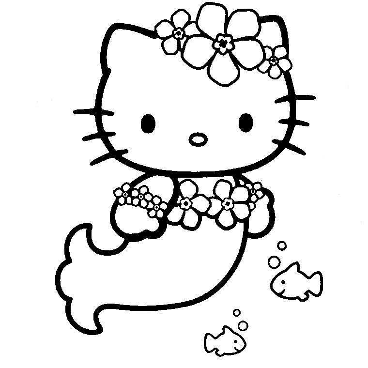 Coloriage Hello Kitty Sirene - Coloriage Gratuit Imprimer intérieur Hello Kitty Sirène