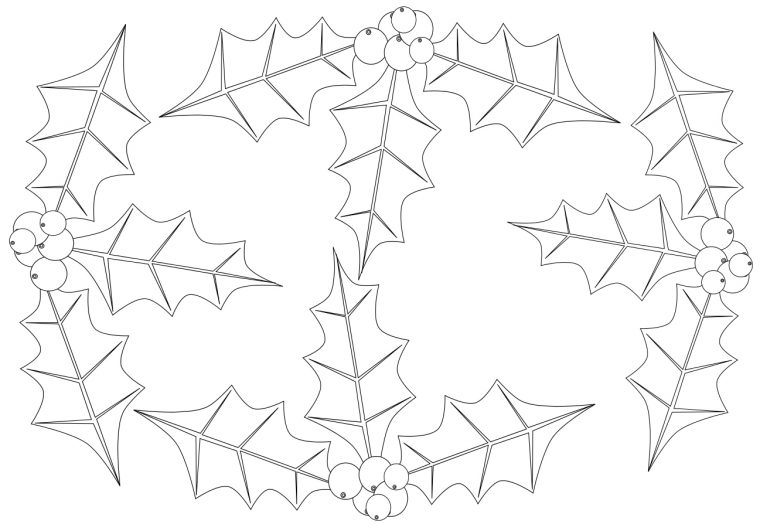 Coloriage Houx De Noël Gratuit À Imprimer pour Houx Dessin