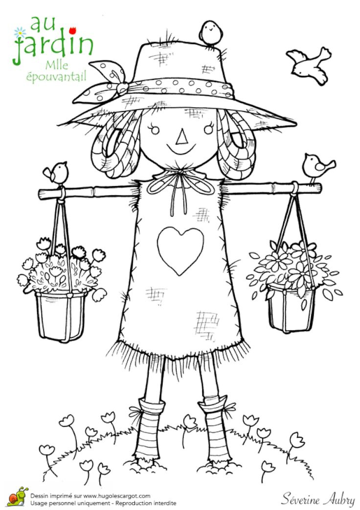 Coloriage Jardinage Mademoiselle Epouvantail  Coloriage, Epouvantail destiné Coloriage Jardinage 