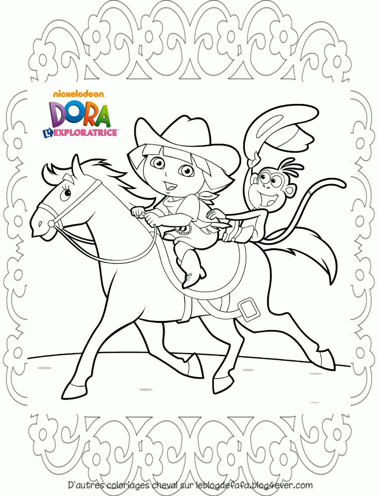 Coloriage + Jeu Gratuit Cheval Dora L'Exploratrice Et Son Poney – Le intérieur Jeux De Dora Coloriage Gratuit