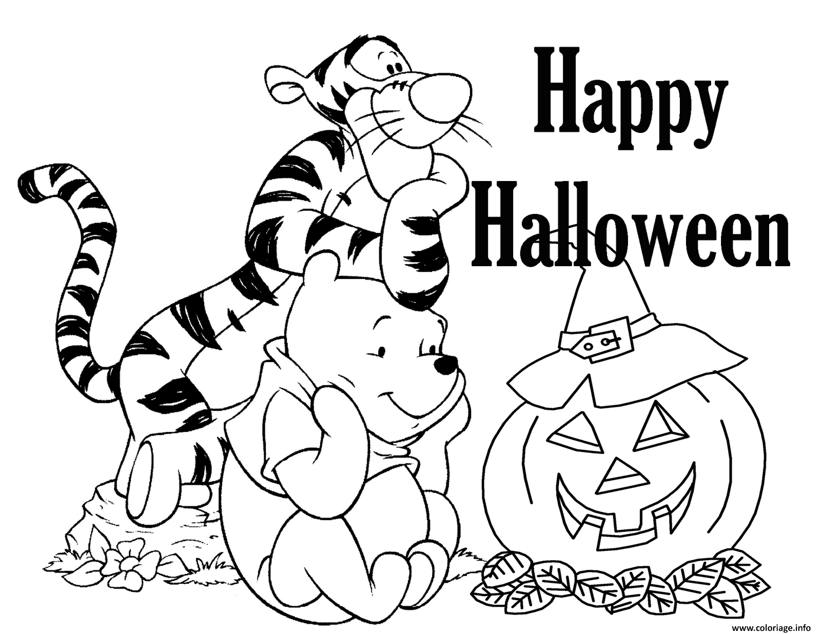 Coloriage Joyeuse Halloween Disney Tigrou Et Winnie The Pooh Dessin avec Coloriage Halloween Gratuit