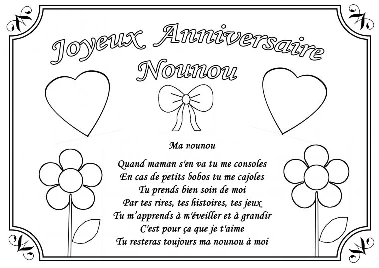 Coloriage Joyeux Anniversaire Nounou tout Dessin Pour Anniversaire Mamie