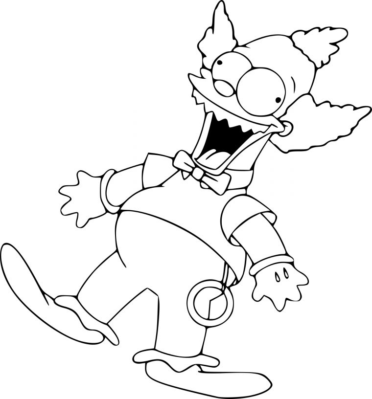 Coloriage Krusty Le Clown À Imprimer avec Dessin De Clown À Imprimer