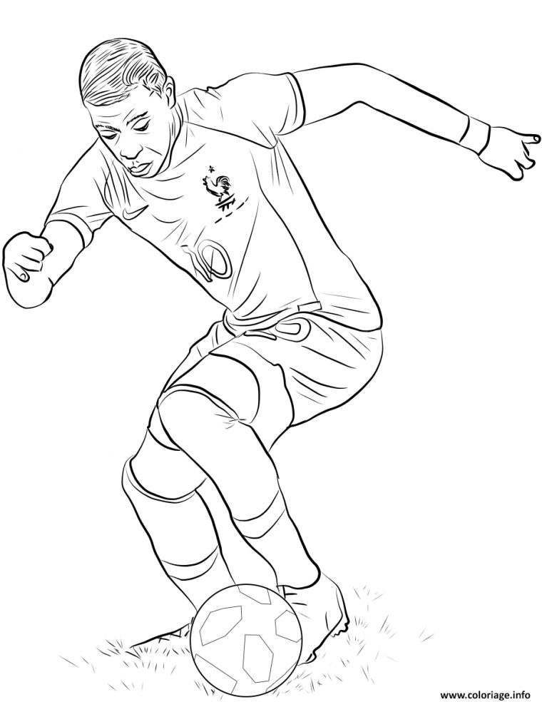 Coloriage Kylian Mbappe Joueur France Coupe Du Monde 2018 Dessin Foot À concernant Coloriage Foot