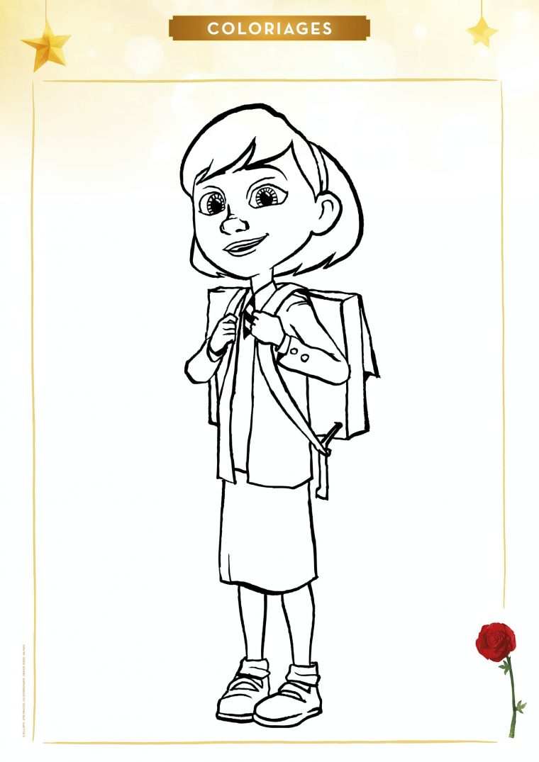 Coloriage La Petite Fille À L'École  Momes pour Dessin Pour Coloriage