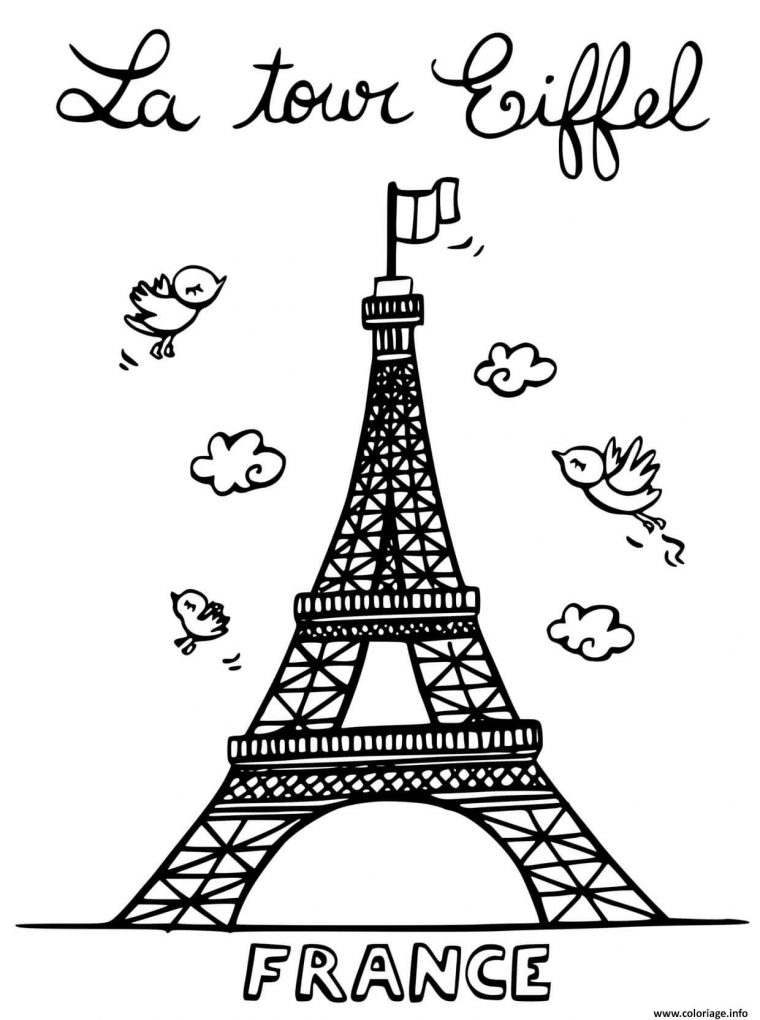 Coloriage La Tour Eiffel De Paris En France – Jecolorie serapportantà Tour Eiffel Coloriage