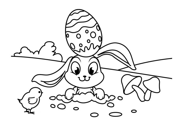 Coloriage Lapin De Pâques Avec Poussin – Coloriages Gratuits À Imprimer tout Coloriage De Poussin