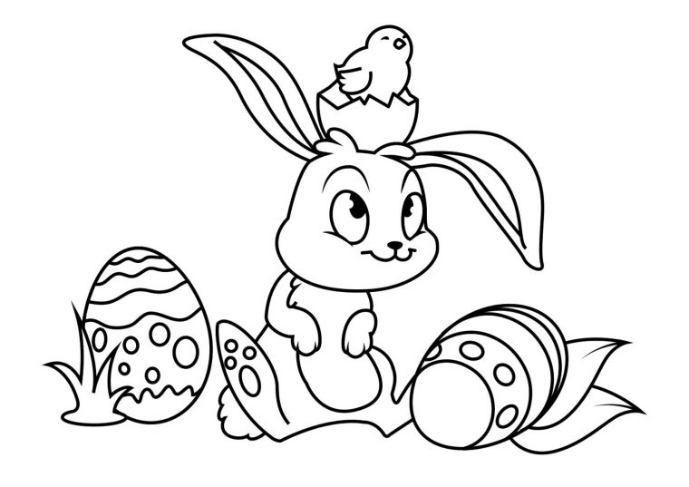 Coloriage Lapin De Pâques Avec Poussin De Pâques – Coloriages Gratuits encequiconcerne Coloriage De Poussin