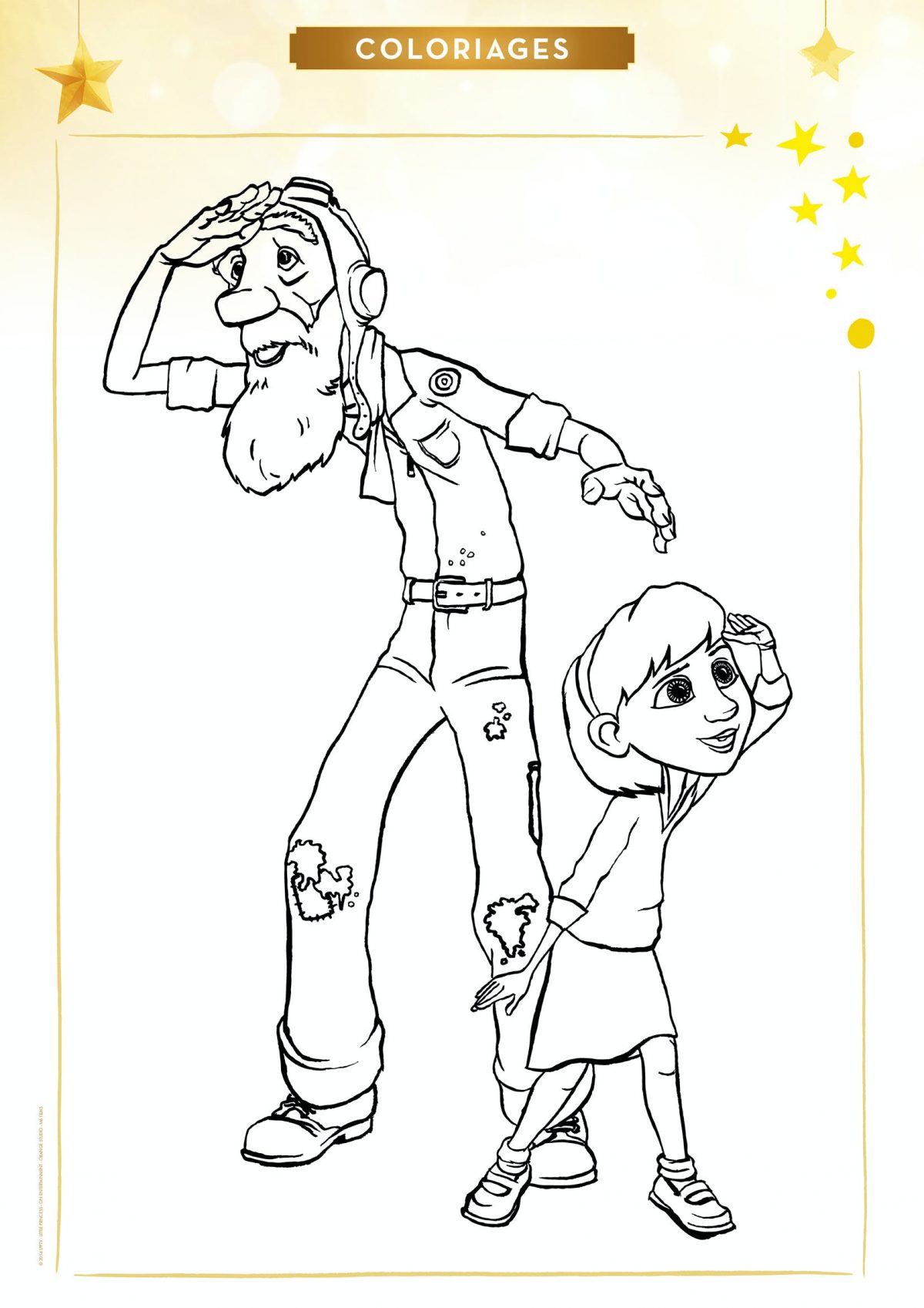 Coloriage L'Aviateur Et La Petite Fille  Momes pour Coloriage Petite Fille