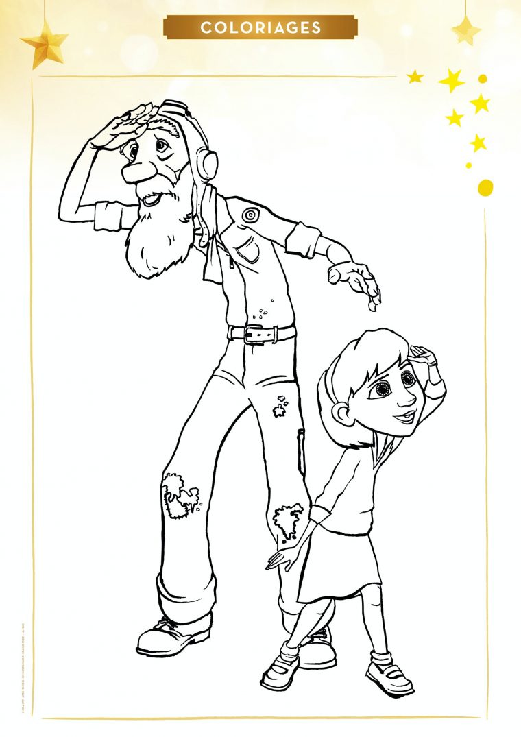 Coloriage L'Aviateur Et La Petite Fille  Momes pour Coloriage Petite Fille