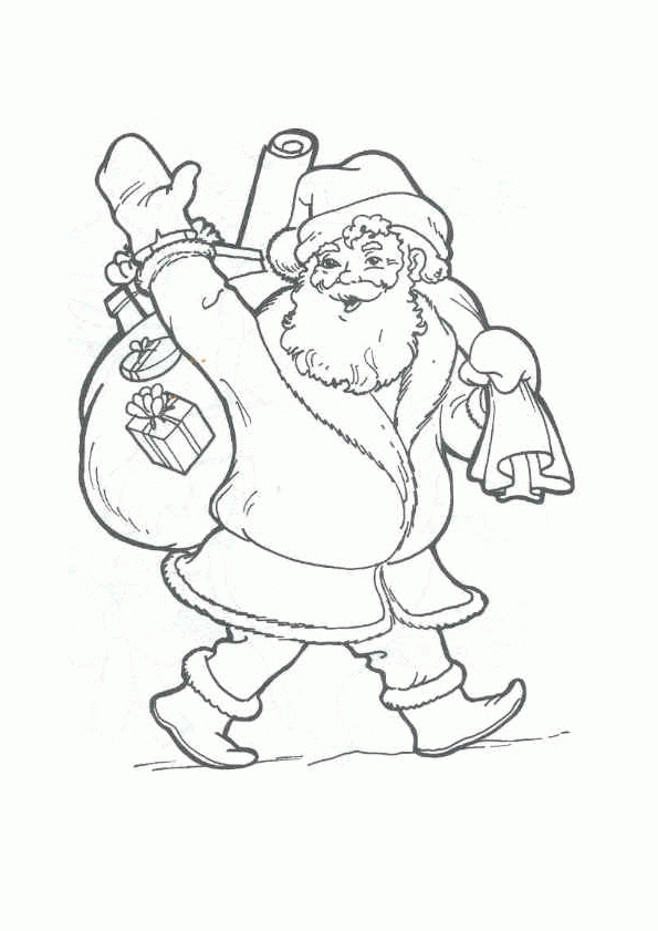 Coloriage Le Joyeux Pere Noel Et Ses Cadeaux avec Coloriage Papa Noel À Imprimer 