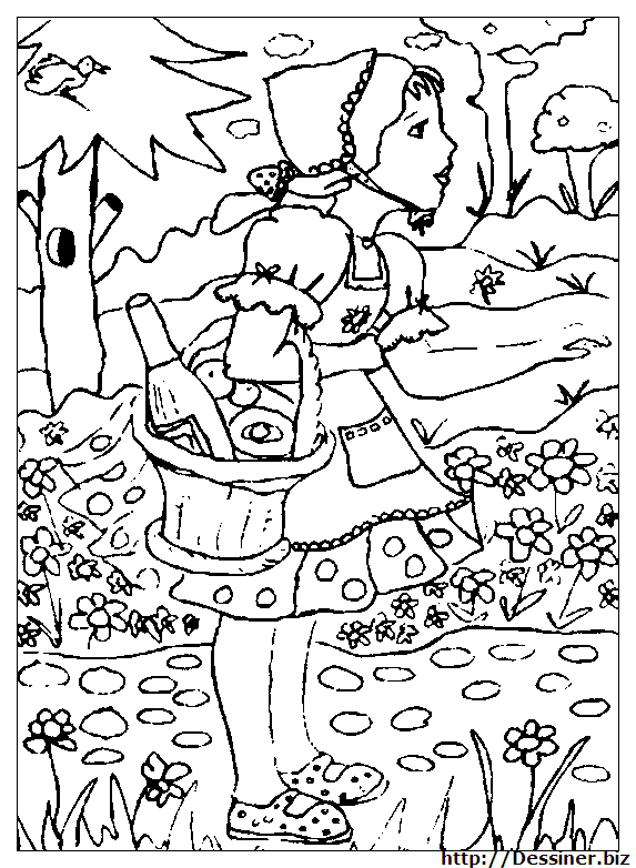 Coloriage Le Petit Chaperon Rouge #49240 (Dessins Animés) - Album De dedans Dessin Le Petit Chaperon Rouge 