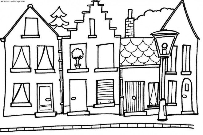 Coloriage Les Batiments 45 Dessin Gratuit À Imprimer encequiconcerne Coloriage En Ligne Maison 