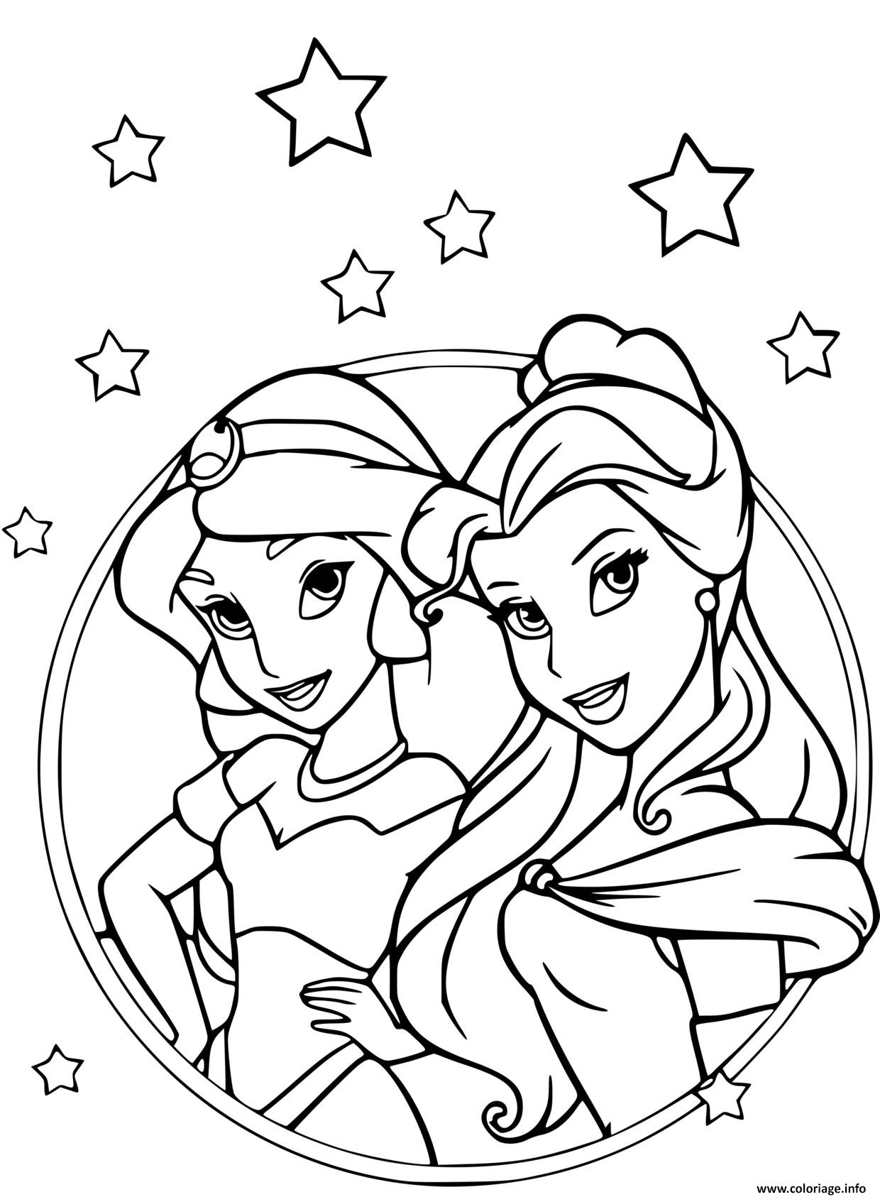 Coloriage Les Princesses Jasmine Dans Aladdin Et Belle Et La Bete concernant Coloriages Princesses À Imprimer