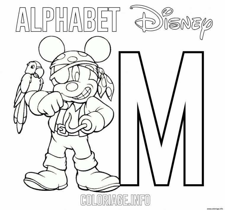 Coloriage Lettre M Pour Mickey Mouse Pirate Disney Dessin Alphabet tout Coloriage Lettre Alphabet