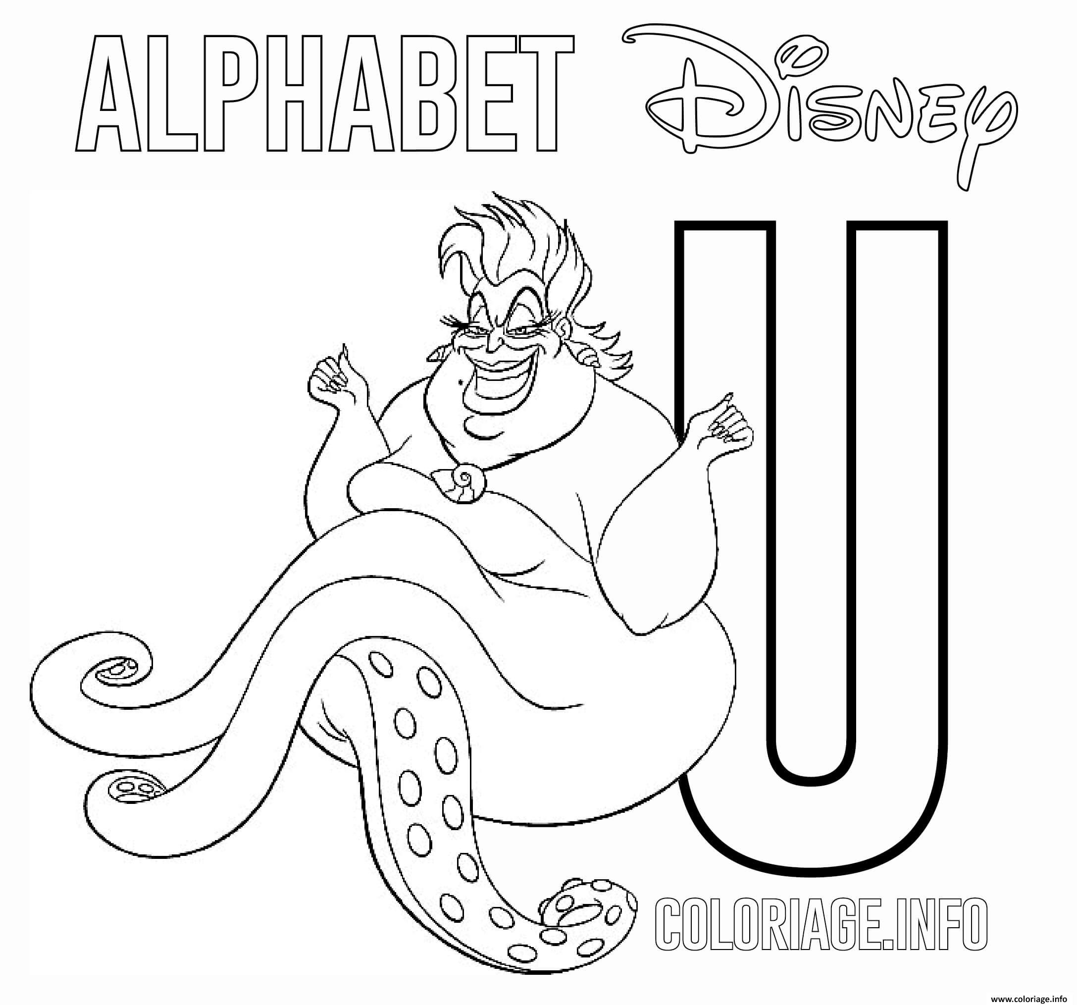 Coloriage Lettre U Pour Ursela Dessin Alphabet Disney À Imprimer à Coloriage Lettre Alphabet 