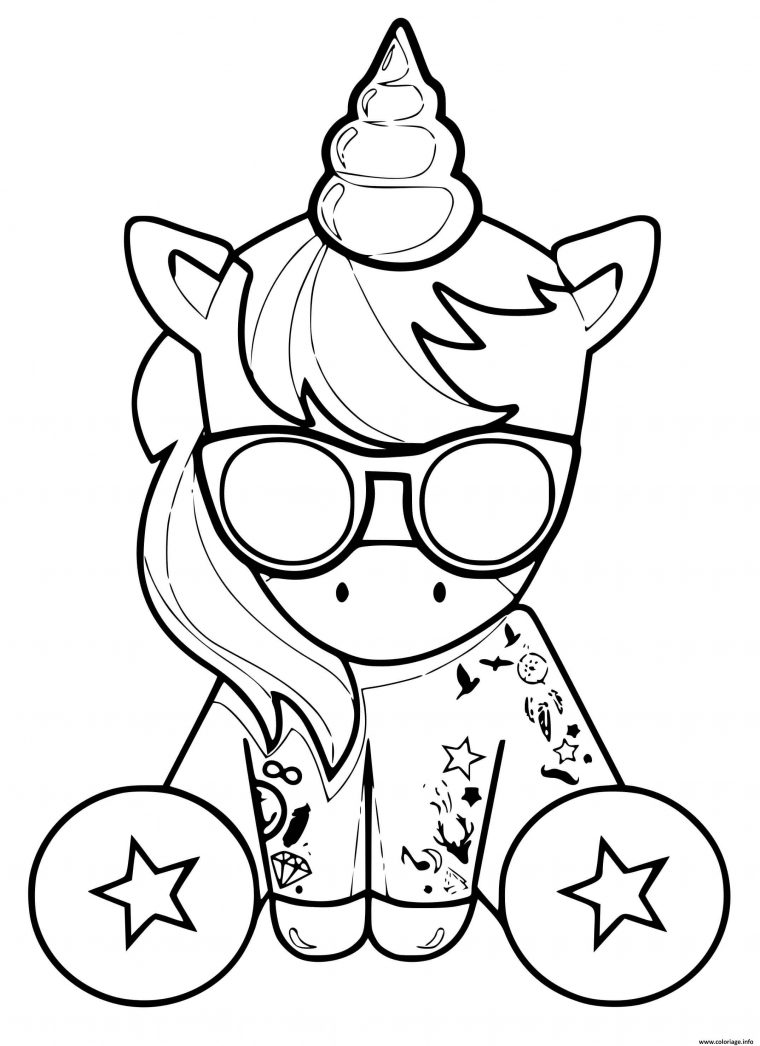 Coloriage Licorne Kawaii Cool Avec Des Lunettes Et Des Tattoos Dessin pour Coloriage De Om