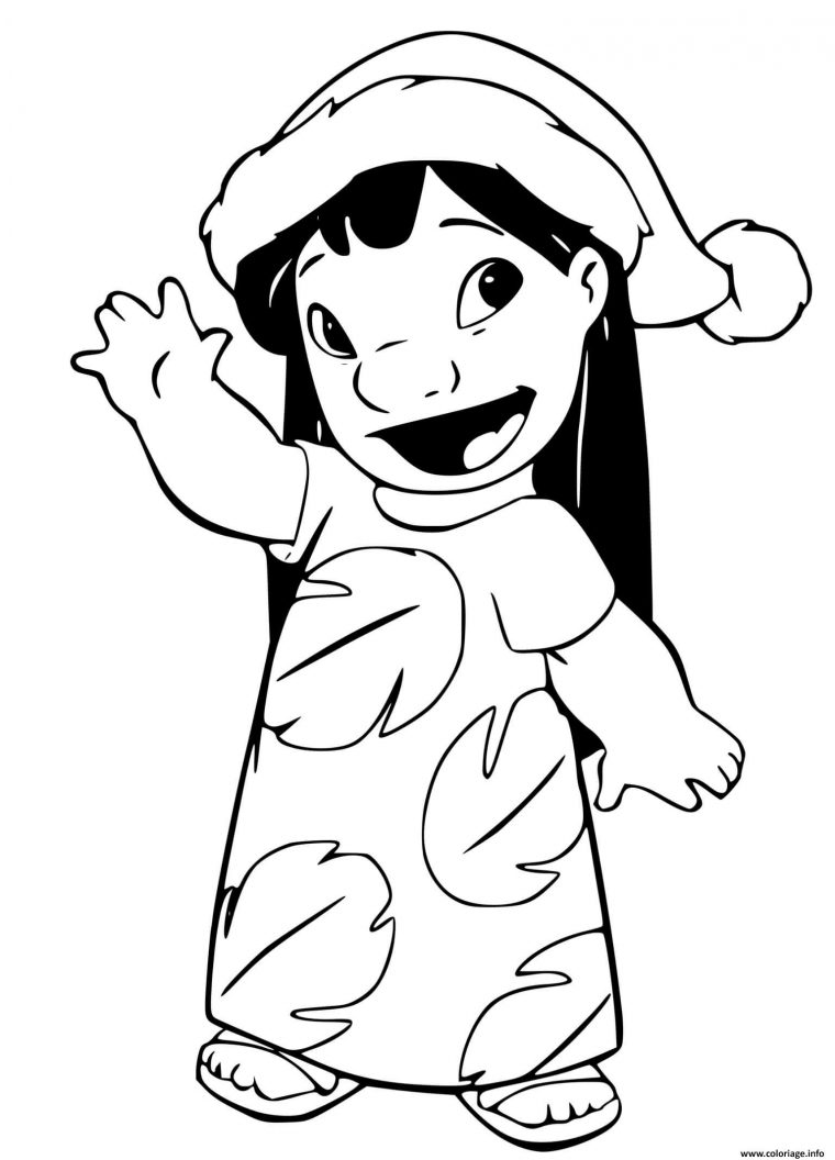 Coloriage Lilo Waving Dessin Noel Disney À Imprimer intérieur Coloriage Facile