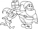Coloriage Lutin Et Le Père Noël À Imprimer destiné Pere Noel Coloriage