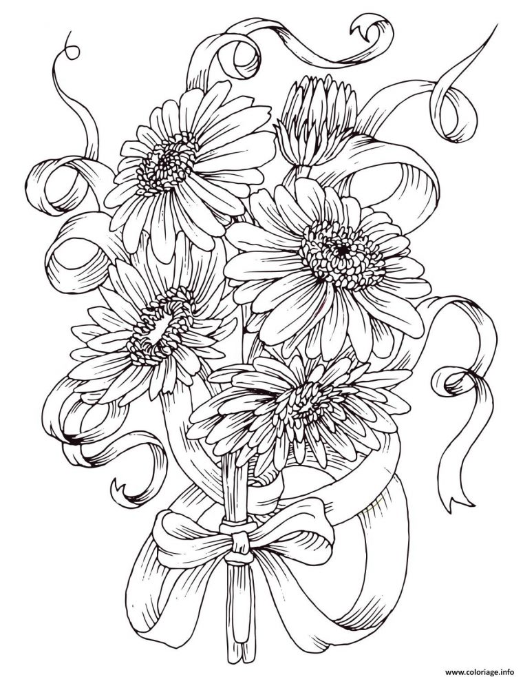 Coloriage Magnifique Bouquet De Fleurs Marguerite Dessin Bouquet De à Fleur A Imprimer Et Decouper