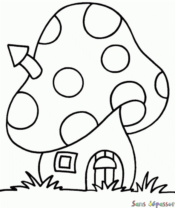 Coloriage Maison Champignon - Sans Dépasser serapportantà Champignon Coloriage 