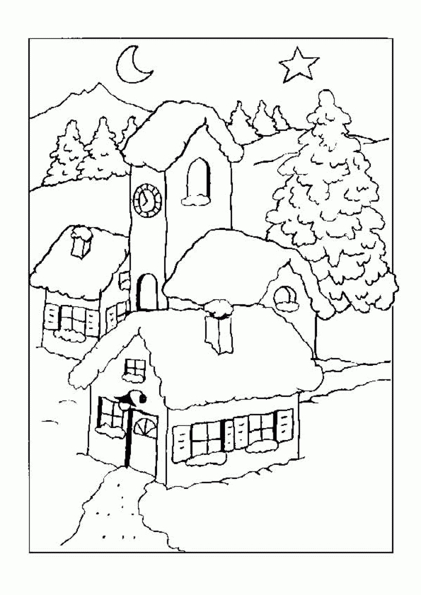 Coloriage Maisons Noel Coloriages Sur Hugolescargot serapportantà Coloriage En Ligne Maison 