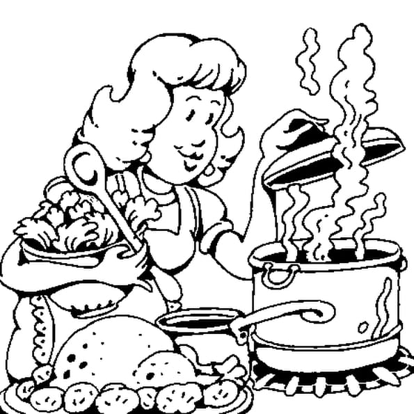 Coloriage Maman Cuisine En Ligne Gratuit À Imprimer tout Coloriage Ustensiles De Cuisine