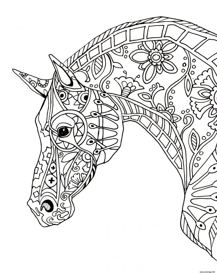 Coloriage Mandala Difficile Cheval – De Coloriage destiné Mandala Cheval