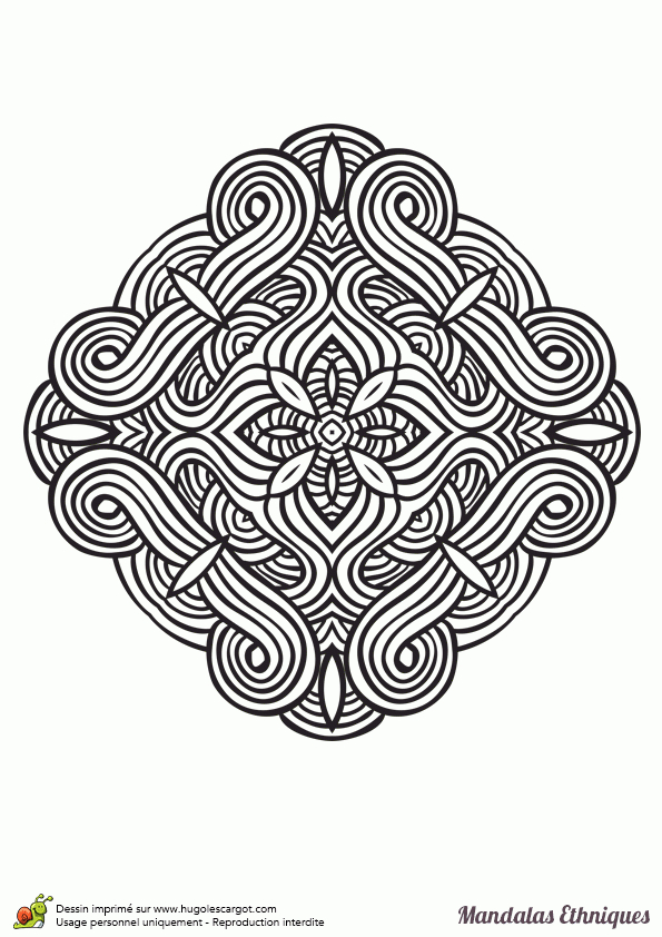 Coloriage Mandala Ethnique, Lignes Symétriques – Hugolescargot tout Mandalas Hugo L Escargot