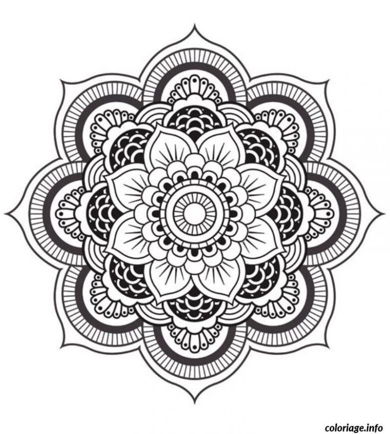 Coloriage Mandala Fleur Dessin À Imprimer  Tattoo  Mandala Tatuering tout Dessin Fleur De Lotus A Imprimer