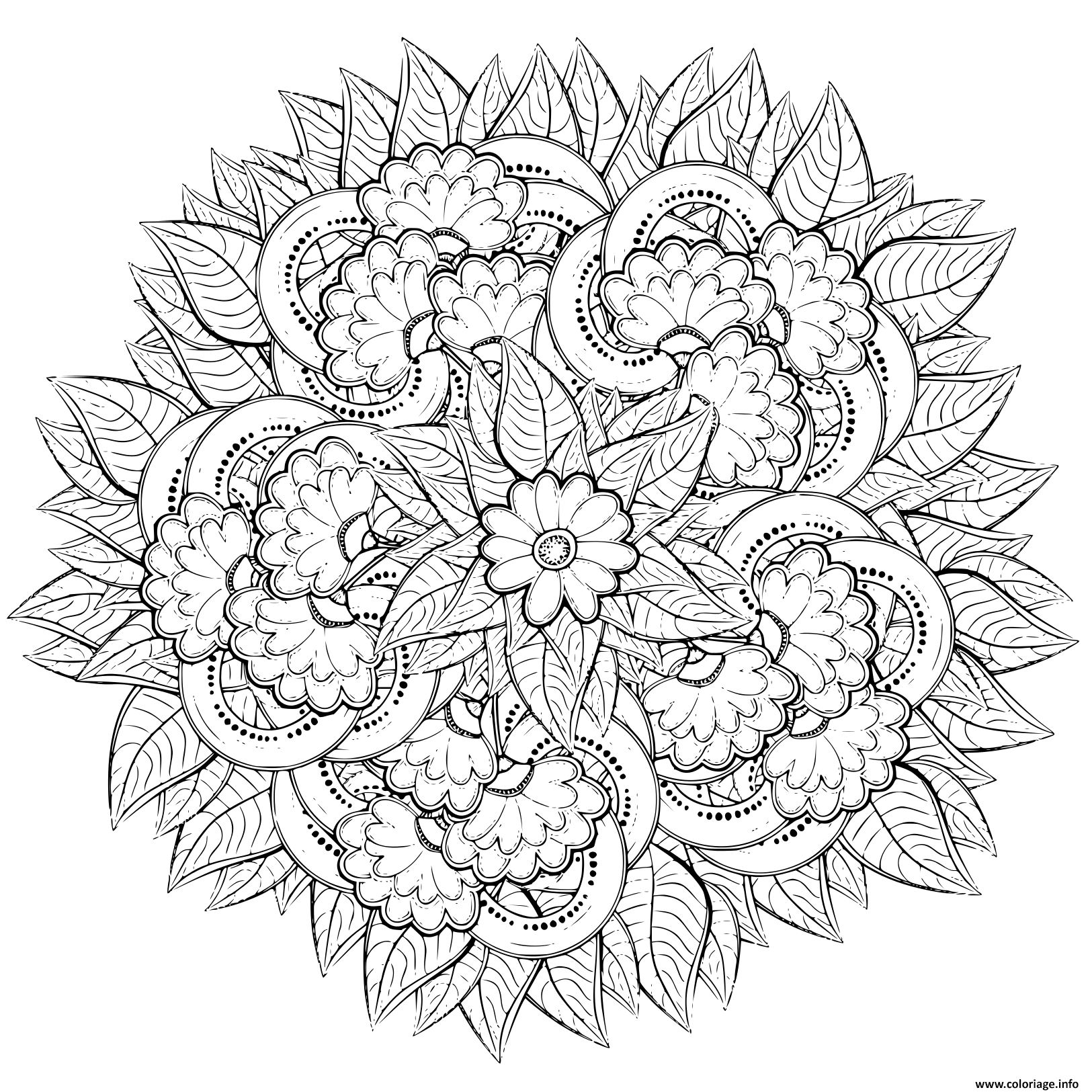 Coloriage Mandala Fleurs Pour Adulte Nature Dessin Fleurs À Imprimer concernant Dessin Adulte A Colorier 